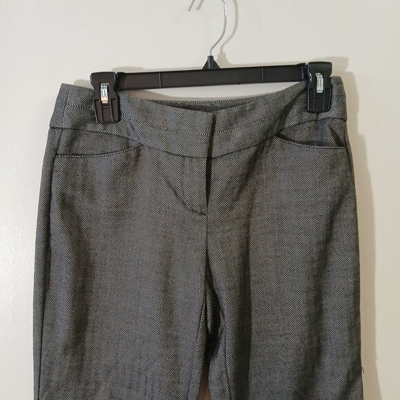 Ann Taylor Loft Petite size 0P black/gray herringbone pattern trousers - Picture 2 of 7